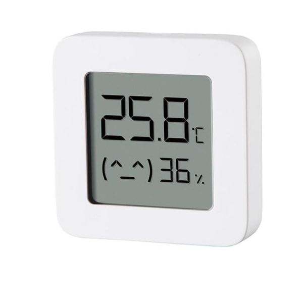 Xiaomi | Mi Temperature And Humidity Monitor2 1.5" Lcd Screen Accuracy:0.1 Degrees, Percent Rh Bluetooth Cr2032 Button Battery Work With Home App White