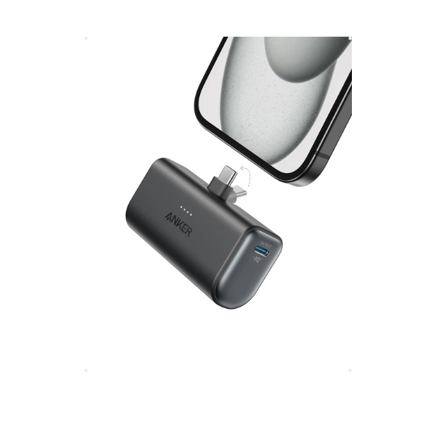 Anker Nano Power Bank with Built-in USB-C Connector, 5,000mAh Portable Charger 22.5W, for iPhone 16/15 Series, Samsung, iPad Pro/Air, and More