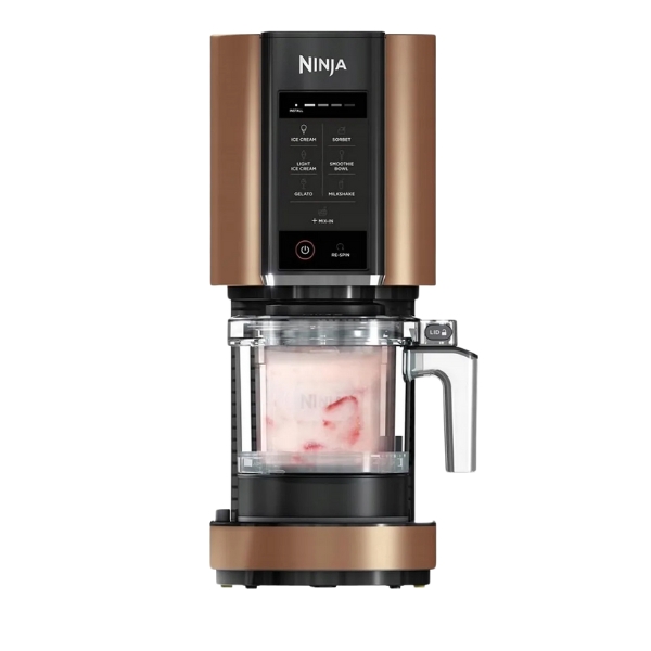 Ninja CREAMi Ice Cream Maker & Frozen Dessert Maker with 3 Tubs, 7 Programs, Makes Ice Cream, Gelato, Sorbet, Smoothie Bowl, Milkshakes and more, Makes 1.4L of Ice Cream, Black & Copper, NC300UKCP