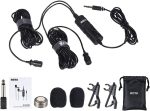 Boya by-m1dm dual omni-directional lavalier microphone lapel clip-on condenser microphone for smartphone audio recorders pc - black, Auxiliary 11