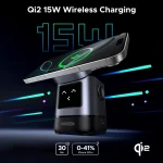UGREEN UNO 2-in-1 Qi2 Certified Charging Station, 15W iPhone Charging Station Compatible with MagSafe, Magnetic Wireless Charger for iPhone 16/15/14/13/12, AirPods 2/3, Angle Adjustable Charging Stand 23