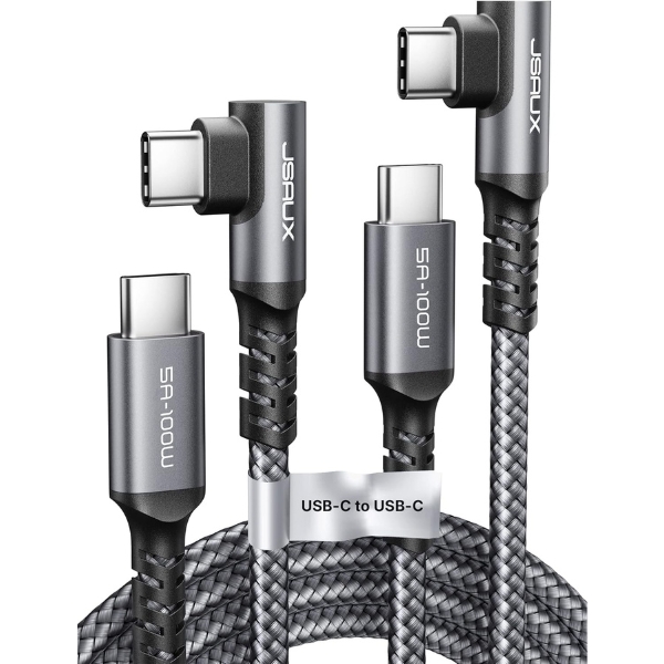 USB C to VGA Adapter, JSAUX Type-C to VGA Adapter Male to Female Converter Compatible for MacBook Pro/iPad Pro 2020,Dell XPS, Surface Book 2, Samsung Galaxy S21 S20 S10 2 JSAUX USB C to USB C Cable 100W 2-Pack 6.6ft, USBC to USBC Fast Charging Cable, 5A Type C to Type C Charging Cord Compatible with MacBook Pro/iPad Pro/Mini/Air, Samsung Galaxy S23/S22-Grey