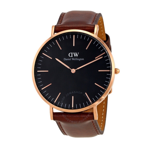Daniel Wellington Watch Unisex , Quartz Movement, Analog Display, Brown Leather Strap-DW00100136