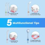H2ofloss Portable Oral Irrigator, Dental Irrigator with 4 Nozzles 5 Modes 300 ml, USB Rechargeable IPX7 Waterproof Oral Irrigators, Family and Travel 4