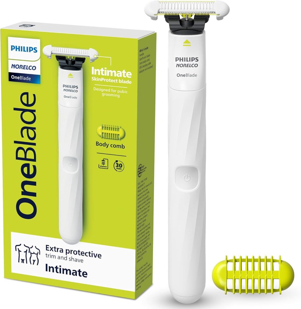 Philips Norelco OneBlade Unisex Intimate Pubic & Personal Body Groomer & Trimmer, QP1924/70