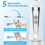 H2ofloss Portable Oral Irrigator, Dental Irrigator with 4 Nozzles 5 Modes 300 ml, USB Rechargeable IPX7 Waterproof Oral Irrigators, Family and Travel 10