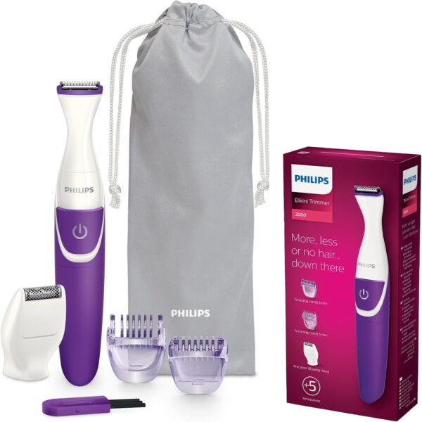 Philips BikiniGenie BRT383/15 - Handy Bikini Trimmer for T, Shaving and Styling The Bikini Zone with Comb attachments and Shaving Heads - for Effortless Hair Removal