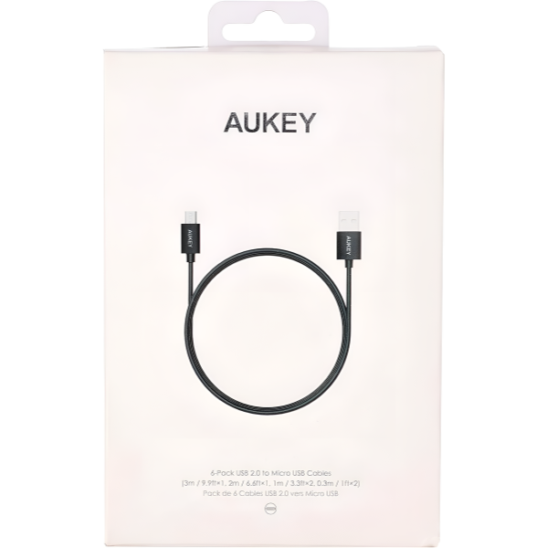 Aukey CB-D17 Micro USB Cables Set, 6 Pieces – Black