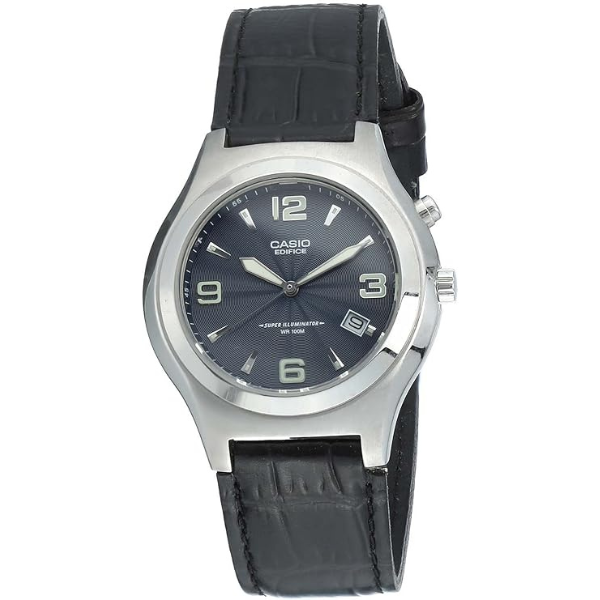 Casio Edifice EF-115L-2AVDF Genuine Leather Round Analog Water Resistant Watch for Men - Black