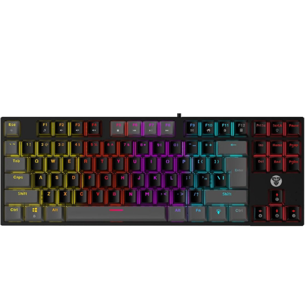 FANTECH ATOM TKL MK876 RGB Gaming Mechanical Keyboard – 86 Key – Double Injection Keycaps – 16 Lighting Effects – 25 Keys Anti-Ghosting | (ENG Key) (Black, RED Switch)