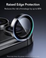 ESR Camera Lens Protectors for iPhone 17 Pro Max/17 Pro/16 Pro Max/16 Pro/15 Pro Max/15 Pro/14 Pro Max/14 Pro, Tough HD Individual Tempered Glass Protectors, Scratch Resistant, Armorite, 1 Pack, Black 9