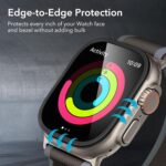 ESR for Apple Watch Ultra 2/1 (2024/2023/2022, 49 mm) Screen Protector, Military Grade Protection, Tempered Glass Protector with Aluminum Alloy Frame, Keep Original, Titanium Black 6