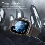 ESR for Apple Watch Ultra 2/1 (2024/2023/2022, 49 mm) Screen Protector, Military Grade Protection, Tempered Glass Protector with Aluminum Alloy Frame, Keep Original, Titanium Black 4