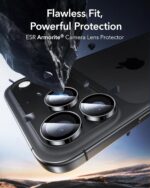 ESR Camera Lens Protectors for iPhone 17 Pro Max/17 Pro/16 Pro Max/16 Pro/15 Pro Max/15 Pro/14 Pro Max/14 Pro, Tough HD Individual Tempered Glass Protectors, Scratch Resistant, Armorite, 1 Pack, Black 10