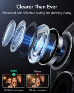 ESR Camera Lens Protectors for iPhone 17 Pro Max/17 Pro/16 Pro Max/16 Pro/15 Pro Max/15 Pro/14 Pro Max/14 Pro, Tough HD Individual Tempered Glass Protectors, Scratch Resistant, Armorite, 1 Pack, Black 7