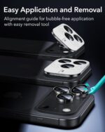 ESR Camera Lens Protectors for iPhone 17 Pro Max/17 Pro/16 Pro Max/16 Pro/15 Pro Max/15 Pro/14 Pro Max/14 Pro, Tough HD Individual Tempered Glass Protectors, Scratch Resistant, Armorite, 1 Pack, Black 5