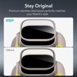 ESR for Apple Watch Ultra 2/1 (2024/2023/2022, 49 mm) Screen Protector, Military Grade Protection, Tempered Glass Protector with Aluminum Alloy Frame, Keep Original, Titanium Black 9
