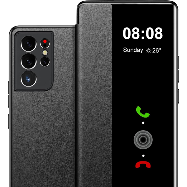 Galaxy S21 Ultra Clear View Flip Cover Black