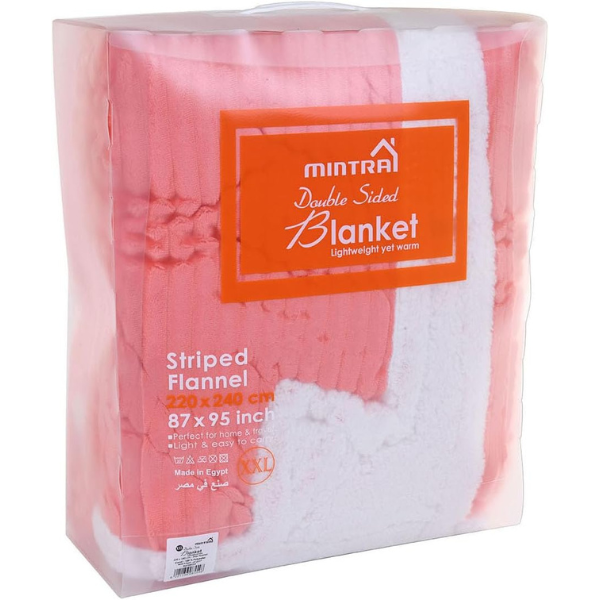 Mintra Home blanket Sherpa Stripe Flannel Coral (220x240cm)