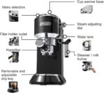 DeLonghi Dedica EC685. BK Adjustable Black Espresso Maker - Image 5