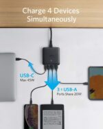 Anker A2045 65W 4-Port Fast Charger – GaN PIQ 3.0 PowerPort Atom III Slim with 45W USB-C PD, Multi-Device Wall Charger for MacBook, Laptops, iPad Pro, iPhone, Samsung Galaxy, Pixel – Grey - Image 5