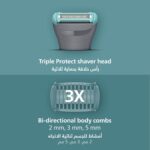 Philips BG3485/15 3000 Series Body Groomer,Triple Protect shave system,Click-on combs 2,3,5 for trimming hair,travel pouch - Image 7