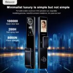 Makayuron CNC Full Aluminum Wifi Smart Door Lock With 5000mAh battery Support Multiple Unlocking Methods Such as Face, Fingerprint, Palm print,Password,Tuya app,with 6068 mortise（D1proU, Black） - Image 3