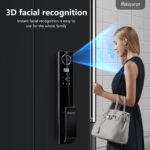 Makayuron CNC Full Aluminum Wifi Smart Door Lock With 5000mAh battery Support Multiple Unlocking Methods Such as Face, Fingerprint, Palm print,Password,Tuya app,with 6068 mortise（D1proU, Black） - Image 5
