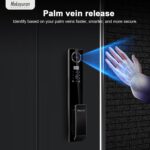 Makayuron CNC Full Aluminum Wifi Smart Door Lock With 5000mAh battery Support Multiple Unlocking Methods Such as Face, Fingerprint, Palm print,Password,Tuya app,with 6068 mortise（D1proU, Black） - Image 6