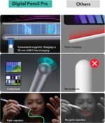 ESR Stylus Pen for iPad, Magnetic Wireless Charging iPad Pencil, Digital Pencil Pro with Tilt Sensitivity and Palm Rejection for iPad Pro 12.9/11, iPad Air 5/4, and iPad Mini 6, Dark Silver - Image 7