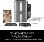 Ninja Double Stack XL Air Fryer, Vertical Double Box Air Fryer with 4 Cooking Levels, 2 Drawers and 2 Shelves, Space Saving, 9.5L Capacity, 6 Cooking Functions, 8 Portions, Grey SL400EU - Image 3