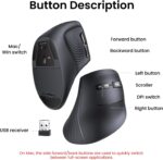 UGREEN Ergonomic Vertical Mouse, 2.4GHz Wireless or Bluetooth, 1000/1600/2000/4000DPI, 5 Buttons, Connects Up to 3 Mac/PC Computers, 75° Ergonomic Angle, Windows, MacOS, Linux, Chrome OS, Android - Image 5