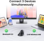 UGREEN Ergonomic Vertical Mouse, 2.4GHz Wireless or Bluetooth, 1000/1600/2000/4000DPI, 5 Buttons, Connects Up to 3 Mac/PC Computers, 75° Ergonomic Angle, Windows, MacOS, Linux, Chrome OS, Android - Image 8