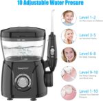 Sawgmore Dental Water Flosser, Professional Dental Flosser with 8 Multifunctional Nozzles, 10 Water Pressure Settings, 600 ml Dental Irrigator for Family Care - Image 5