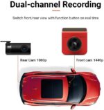 70mai A400 Dual Channel Car Dash Cam, 1440p Front & 1080p Rear, WDR, Night Vision, G-Sensor, App Playback & Share, Optional Parking Monitoring (Gray) - Image 7
