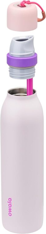 Owala FreeSip Twist Insulated Stainless Steel Water Bottle with Straw for Sports and Travel, BPA-Free, 18-oz, Pink/Purple (Dreamy Field) - Image 3