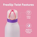Owala FreeSip Twist Insulated Stainless Steel Water Bottle with Straw for Sports and Travel, BPA-Free, 18-oz, Pink/Purple (Dreamy Field) - Image 6