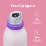 Owala FreeSip Twist Insulated Stainless Steel Water Bottle with Straw for Sports and Travel, BPA-Free, 18-oz, Pink/Purple (Dreamy Field) - Image 4