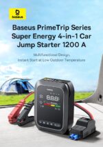 Baseus New 4-in-1 (12,000 mAh) Car Jump Starter + Air Inflator + Torch + Powerbank Fast Charging with 1200A Battery Booster for all Cars/Tires/Balls/Mobile Phone/Tablets - PrimeTrip Series - Image 9