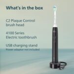 Philips Sonicare 4100 Power Toothbrush, Rechargeable Electric Toothbrush with Pressure Sensor, Black – International Warranty – HX3681/24 - Image 3